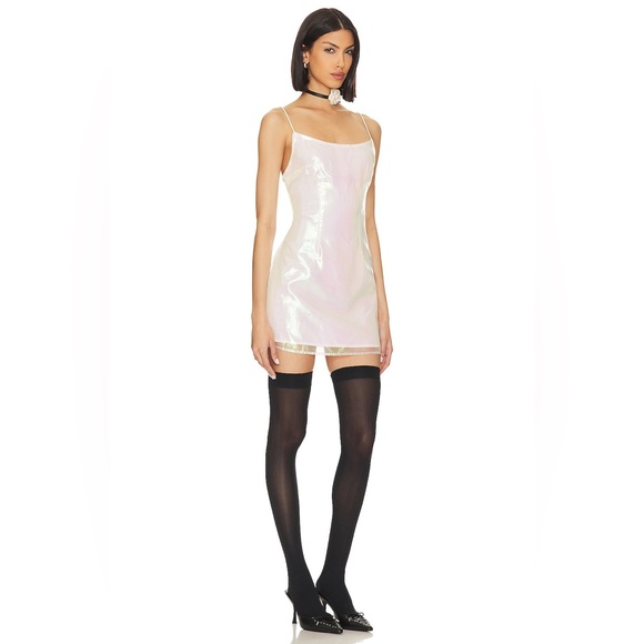 NWT Superdown Revolve Rosalind Iridescent Multicolor Mini Slip Dress in Opal XS - Picture 3 of 12